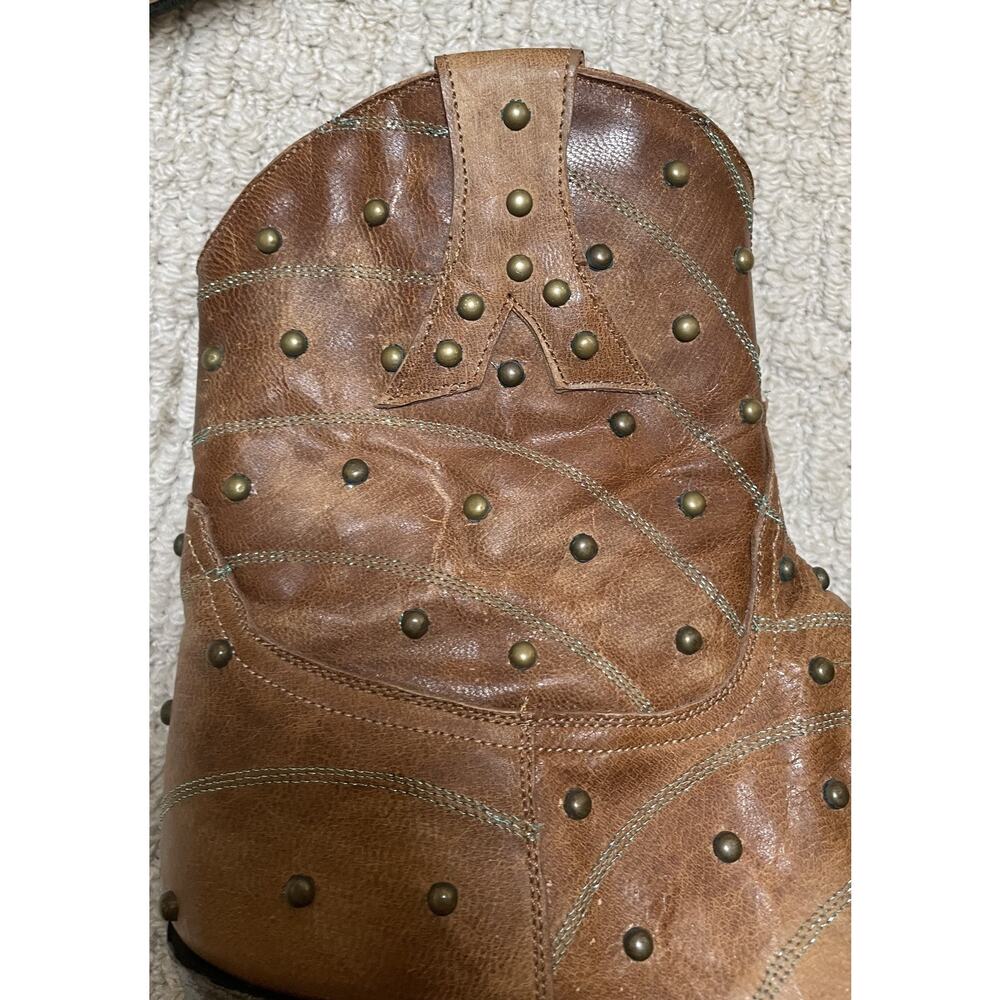 Old Gringo Brown Leather Studded Western Ankle Boots Womens 10B Turquoise Cowboy - Picture 8 of 13
